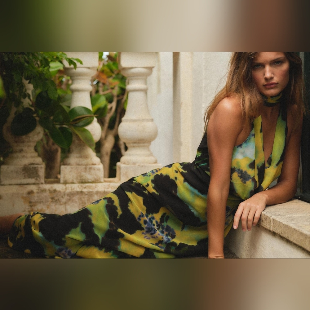 ZARA FOULARD PRINT LONG DRESS SIZE XS - Picture 9 of 12